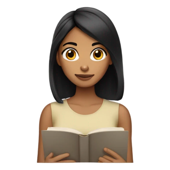 olive skin tone girl with black hair reading sticker