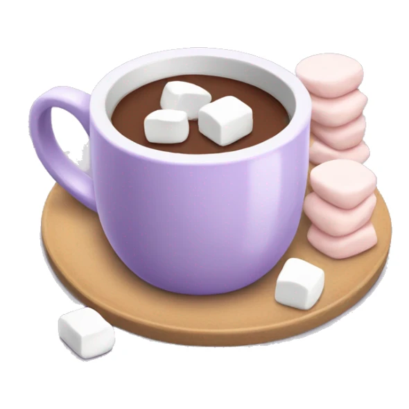Lilac mug of hot chocolate with marshmallows  sticker