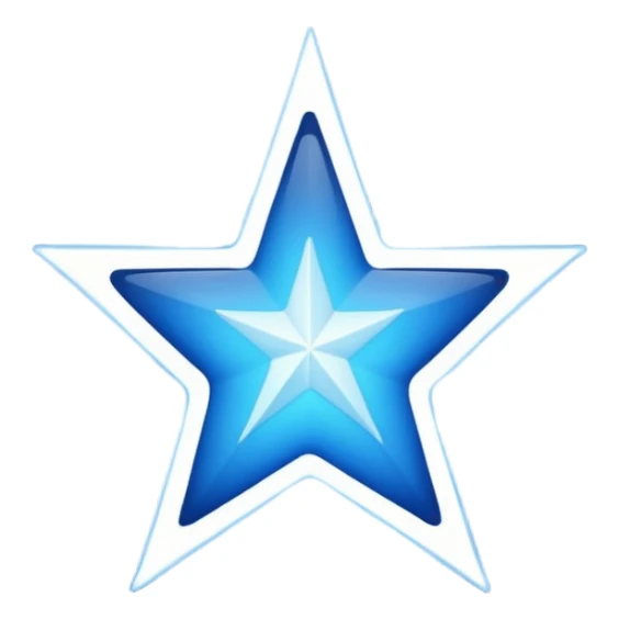 generate an emoji with a white tick in between a blue star having 11 points  sticker