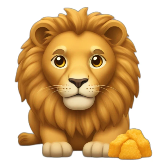 Lionceau et en peluche qui mange des nuggets sticker