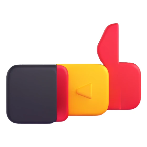 3D style Youtube logo emoji, angled to the right, with shadow sticker