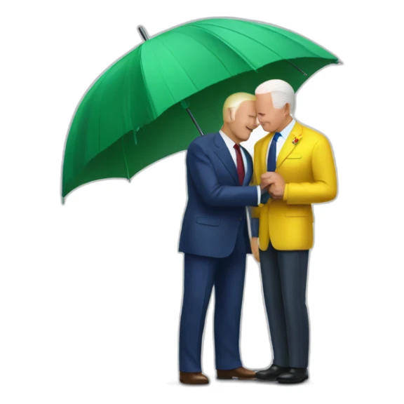 Biden and zelensky sharing an umbrella romantic sticker