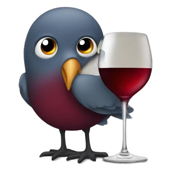 A bird hiding a glass of red wine sticker