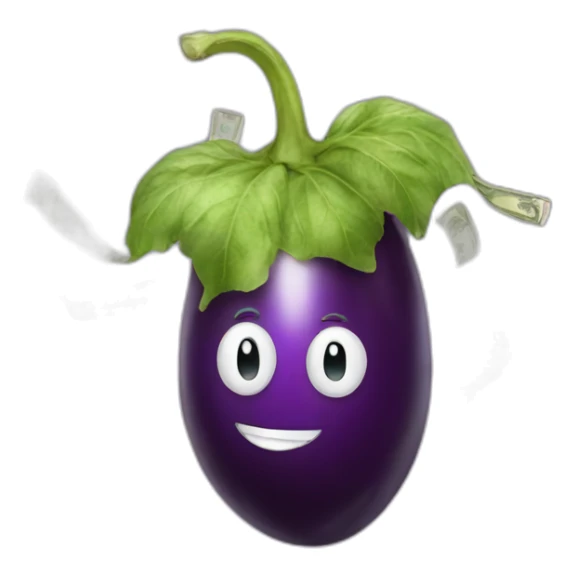 Eggplant made out of money sticker