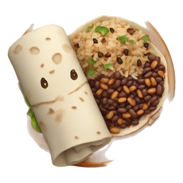 Realistic plate of burritos with rice and beans sticker