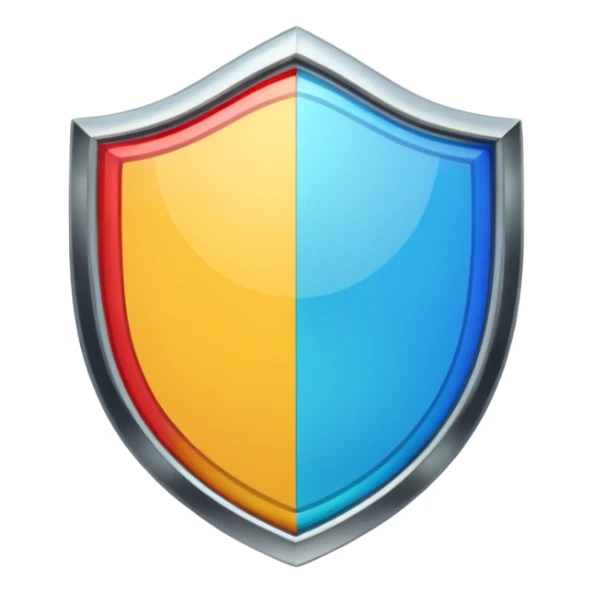 A shield emoji, minimal and colorful with clear outlines, rounded or circular shape sticker