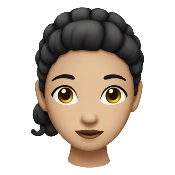 Girl with white skin a black ponytail and black cheeks sticker