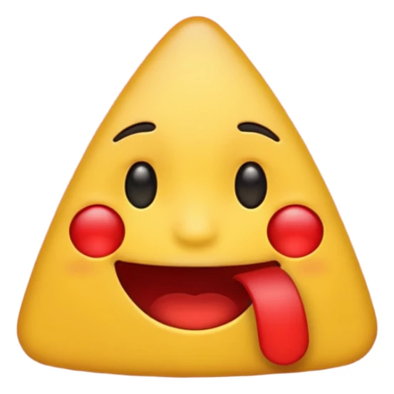 laughing emoji with a red triangle covering the lower half of the face, blending both symbols into one expressive emoji sticker