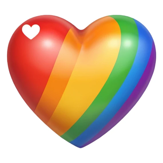 Remove the paw print so only the rainbow pride heart remains, keep the original Apple emoji style, no text, preserve the original colors and effects exactly as in the reference image. sticker