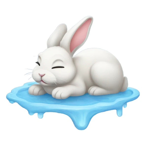 Bunny sleeping on a puddle of water sticker