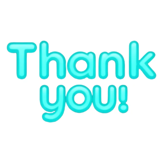 THE WORDS THANK YOU IN NEON TEAL RESEMBLING A NEON SIGN sticker