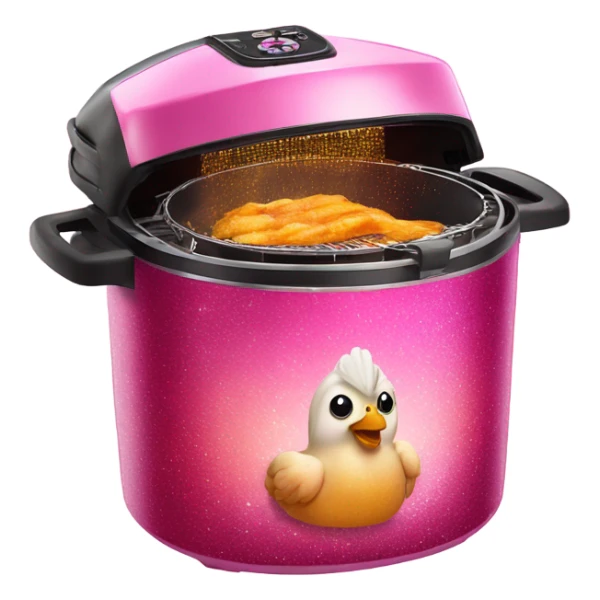 Pink ombre deep fryer with glitter chicken  sticker