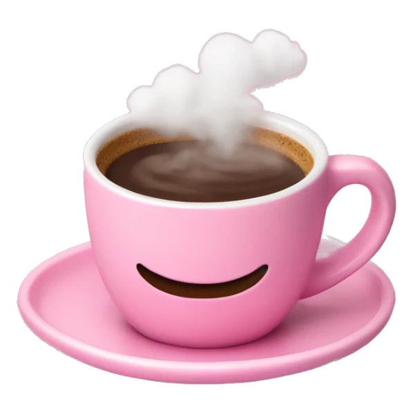 Frothed hot coffee in pink cloud mug and saucer sticker