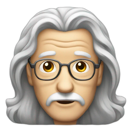 long hair old man with glass sticker