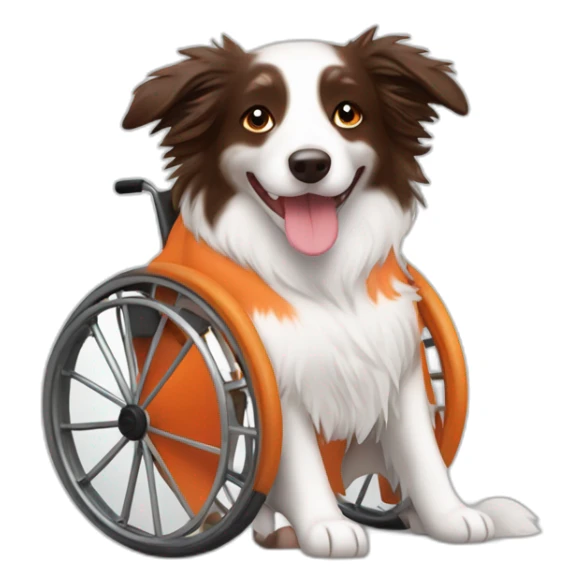 white red merle border collie in orange wheel chair sticker