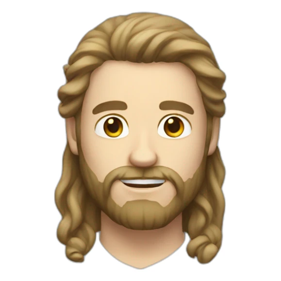 White skin man with beard and long hair  sticker