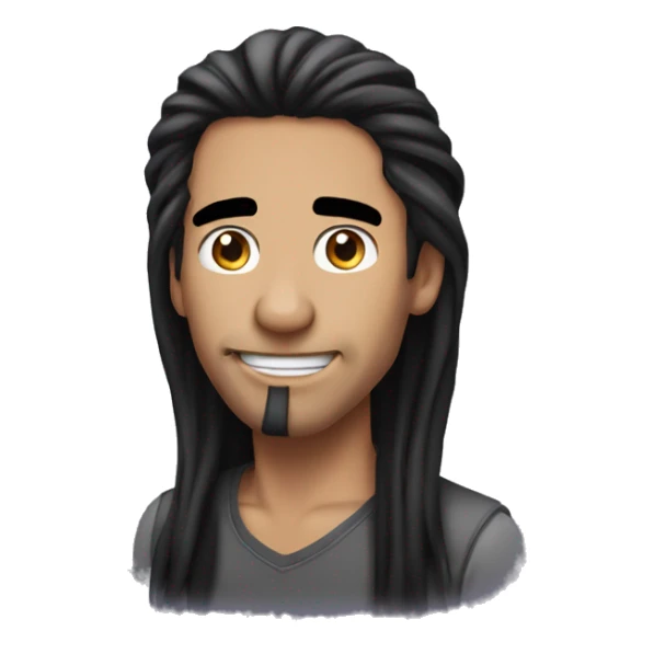 Man with long black hair and a nose ring playing on iPhone sticker