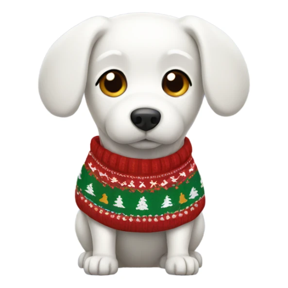 White Dog wearing Christmas sweater  sticker