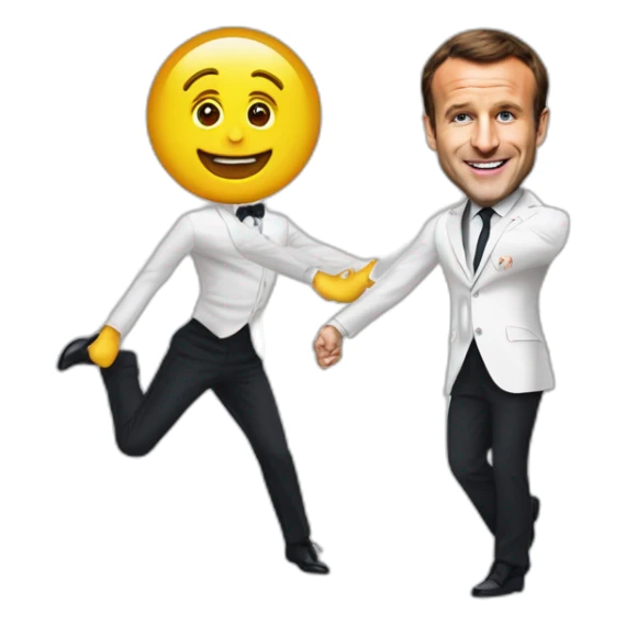 Dacing macron with face of teddy vear sticker