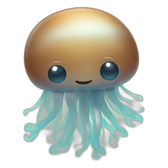 Cute baby brown jellyfish hugging a ghost sticker