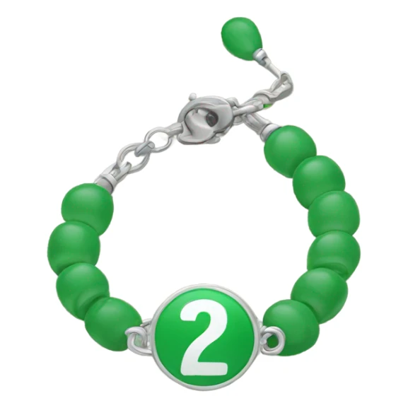 Green bracelet that says 27 on it sticker