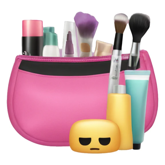 cosmetic bag with cosmetics peeking out sticker