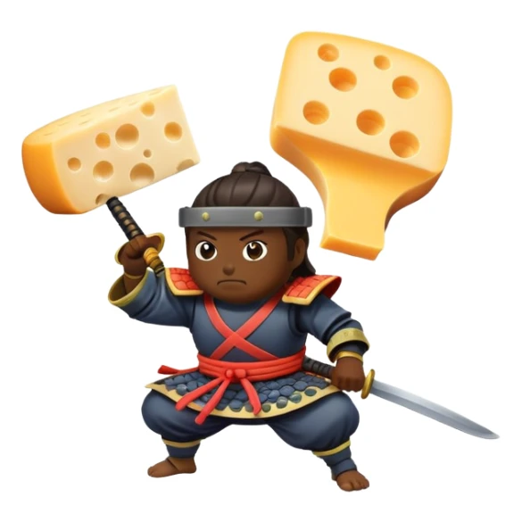 a samurai cutting cheese and farting sticker
