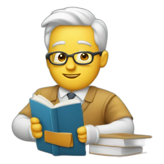 trabajador leyendo un libro estresado sticker