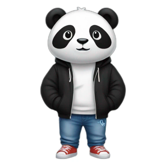 panda wearing bkack hoodie and jeans sticker