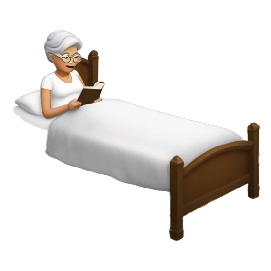 grandma in white top reading in bed sticker