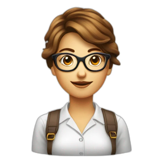 femme chatain cheveux attachés geek lunettes sticker