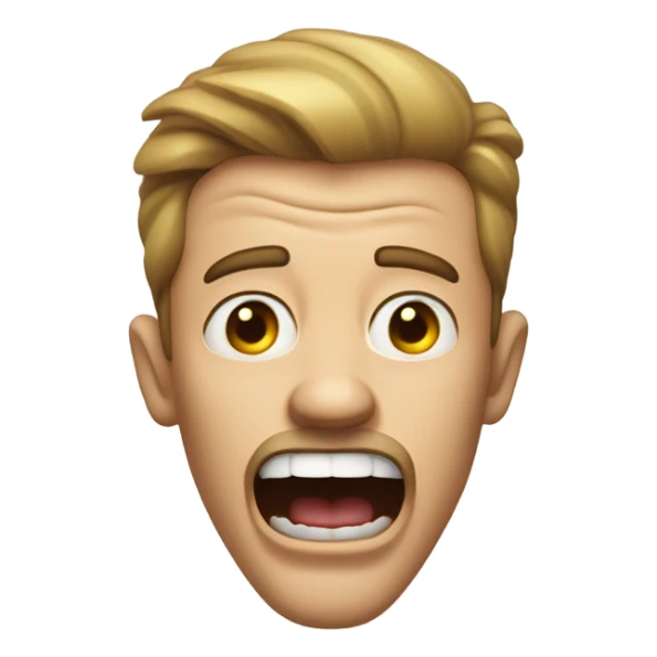 a guy opening his mouth REALLY lound kinda like the weary emoji  sticker