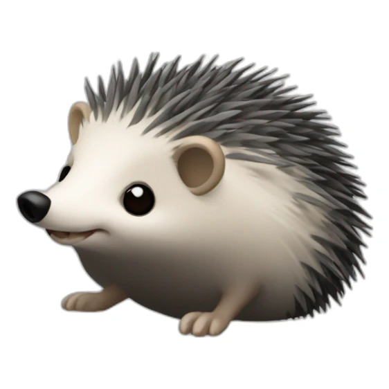 Hedgehog dark gray quills one black ear one white ear full body sticker