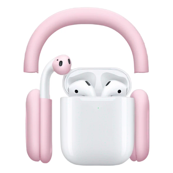 Airpods max with Two light pink bows were tied on either side of the headset sticker