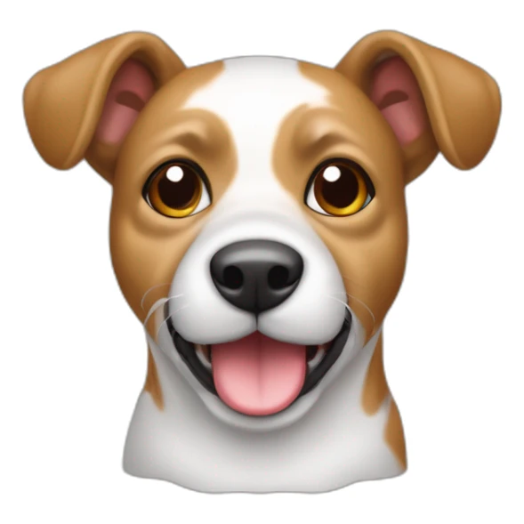 Perrita de raza ratonero bodeguero de orejas en punta, con manto blanco y manchas marrones en la cabeza sticker