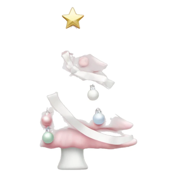 Pastel Pink Christmas tree  white ornaments, and white ribbon sticker