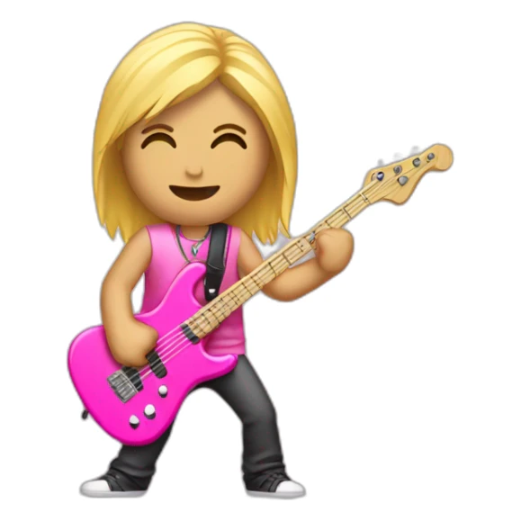 long-blond-bassguitar-player-pink-clothes-pink sticker