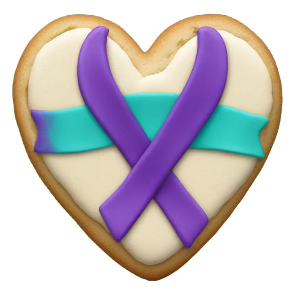 Purple teal Suicide awareness ribbon on heart cookie sticker