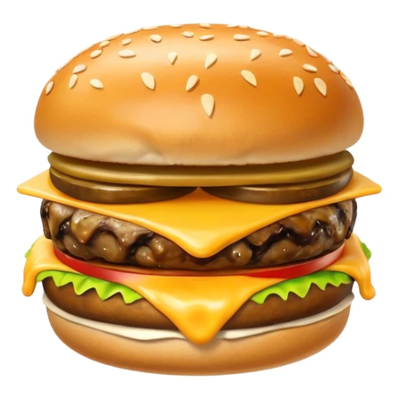 mushroom burger object icon, sauteed mushrooms, beef patty, melted cheese, sesame bun, 3D cartoon, mobile game icon style, clean background, no text, no watermark
 sticker
