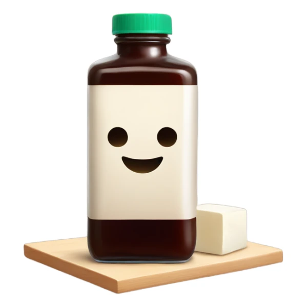 cute tofu block placed next to cute soy sauce bottle  sticker