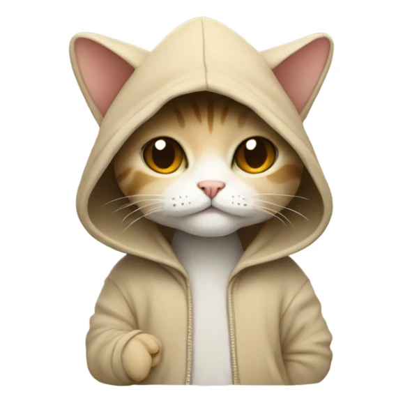 Sand color Cat wearing a hoodie with a mushroom on it  sticker