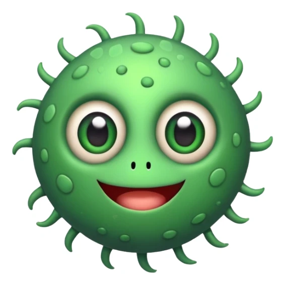 cute green virus with big eyes sticker