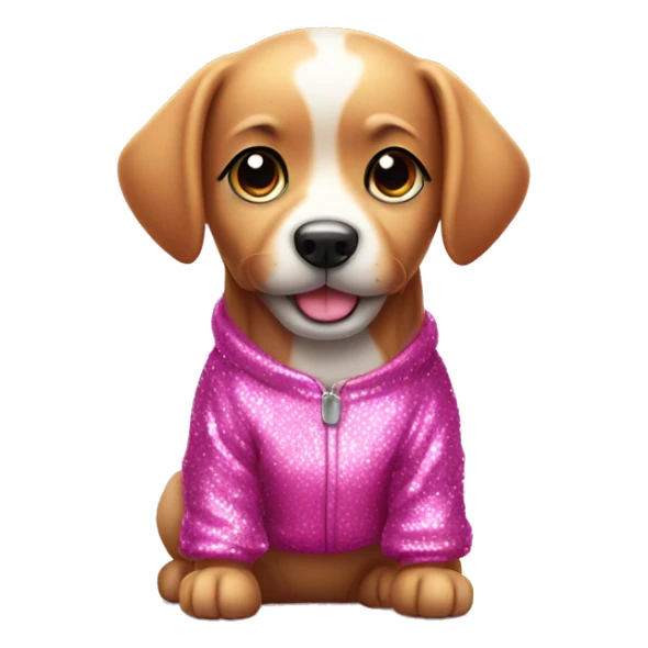 cute dog in shiny sparkly pink clothes sticker