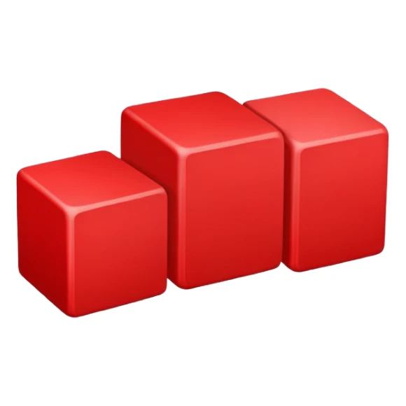 Make three red blocks two richt and left are the same, they are longer than higher the middle one is higher than longer. sticker