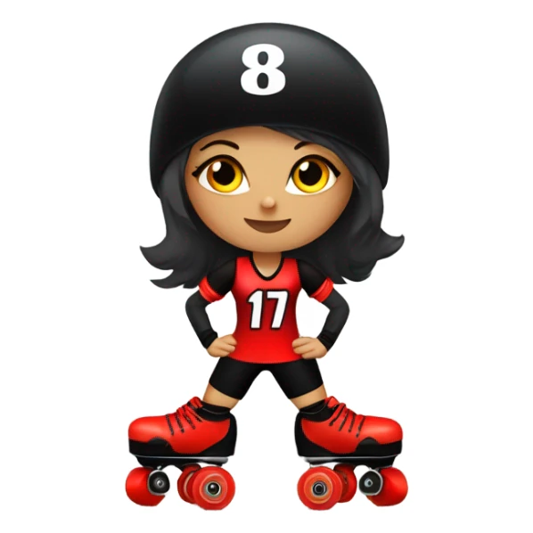 Roller derby girl wearing 818 in black and red sticker