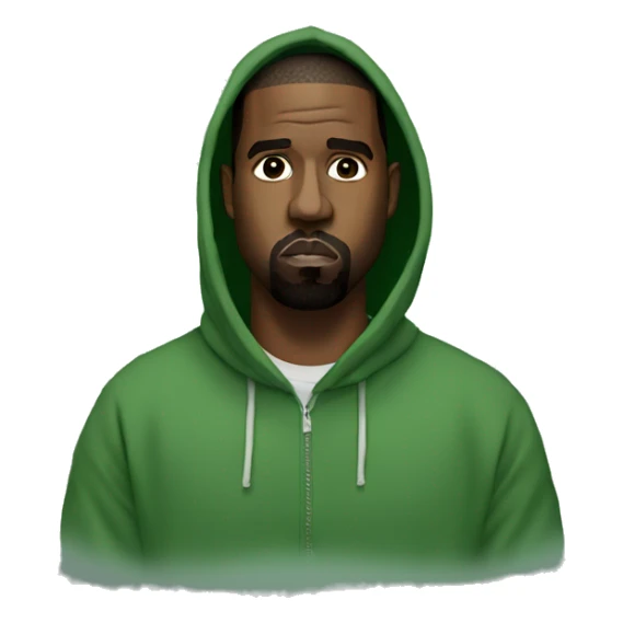 Kanye west with a green hoodie sticker