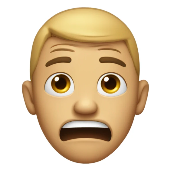 An classic emoji with a scared or nervous expression, arched eyes tilted inward, and hands gripping the face in a gesture of anxiety. A black background with dynamic effects adding depth, emphasizing the intense and captivating emotion sticker