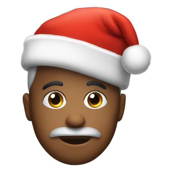 Thoughtful emoji with a Christmas hat  sticker