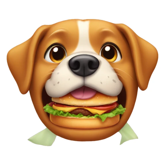Dog with big mouth eating burger sticker