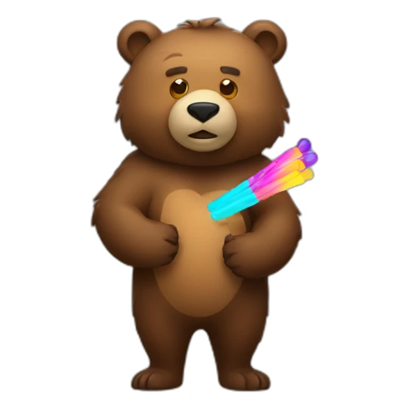 Grizzly holding 2 glow sticks sticker